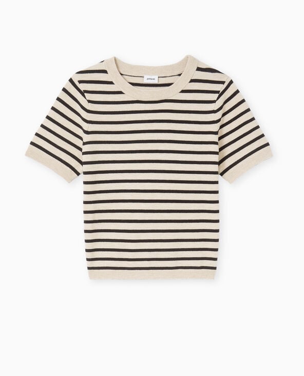 Pimkie Pull Manches Courtes En Maille Fine - Écru