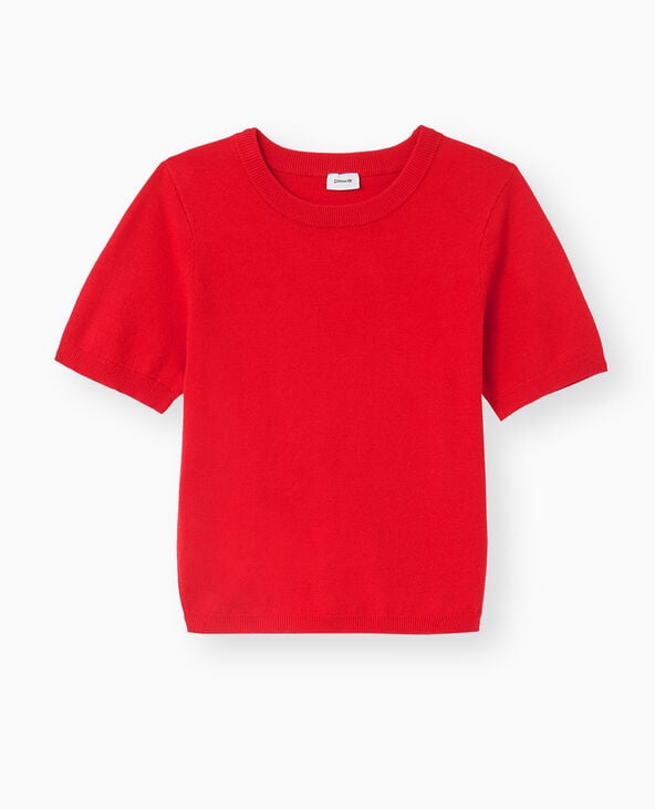 Pimkie Pull Manches Courtes En Maille Fine - Rouge