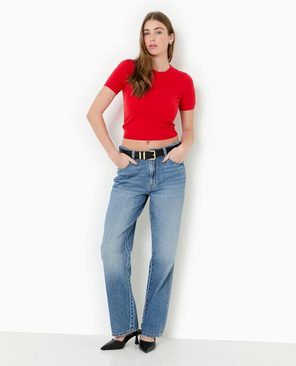 pimkie Pull manches courtes en maille fine - Rouge