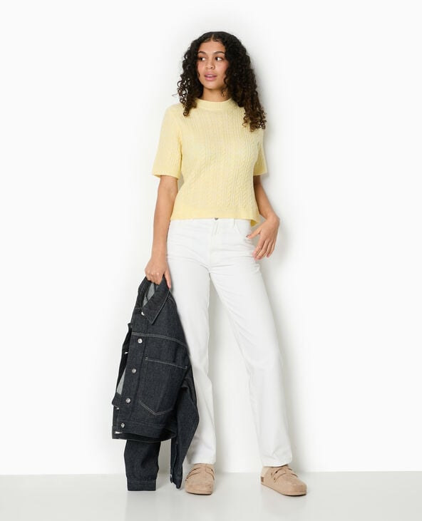 pimkie Pull manches courtes maille torsadée - Jaune