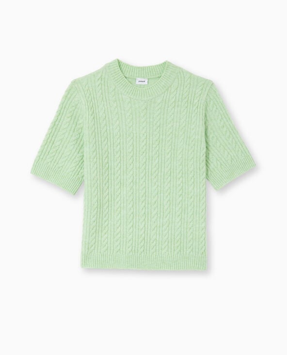 Pimkie Pull Manches Courtes Maille Torsadée - Vert