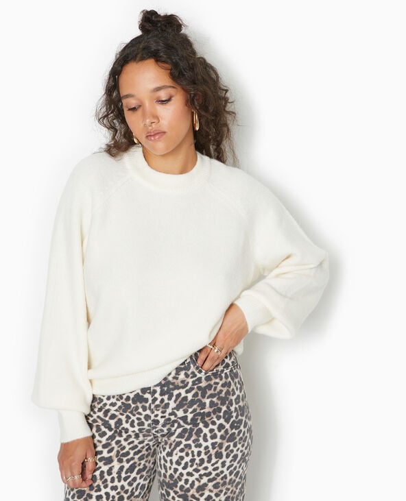 Pimkie Pull Oversize Col Rond Manches Raglan - Blanc