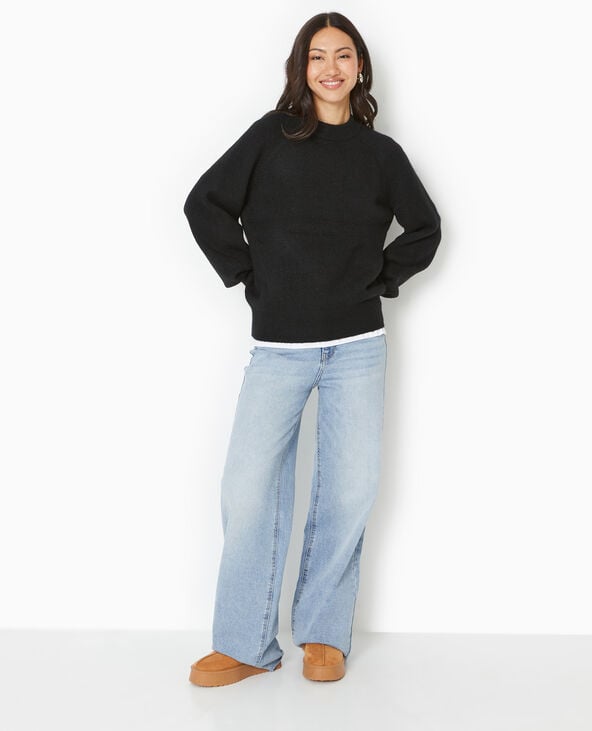 Pimkie Pull Oversize Col Rond Manches Raglans - Noir