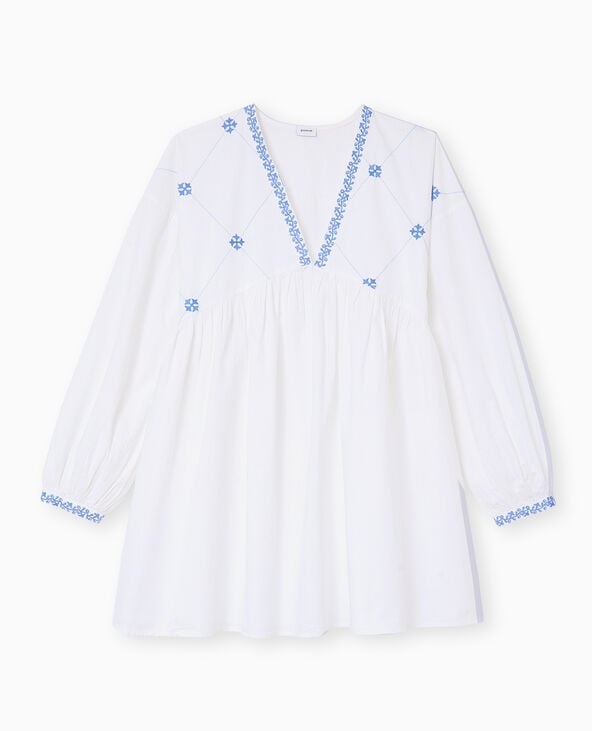 Pimkie Robe Brodée Manches Longues - Blanc