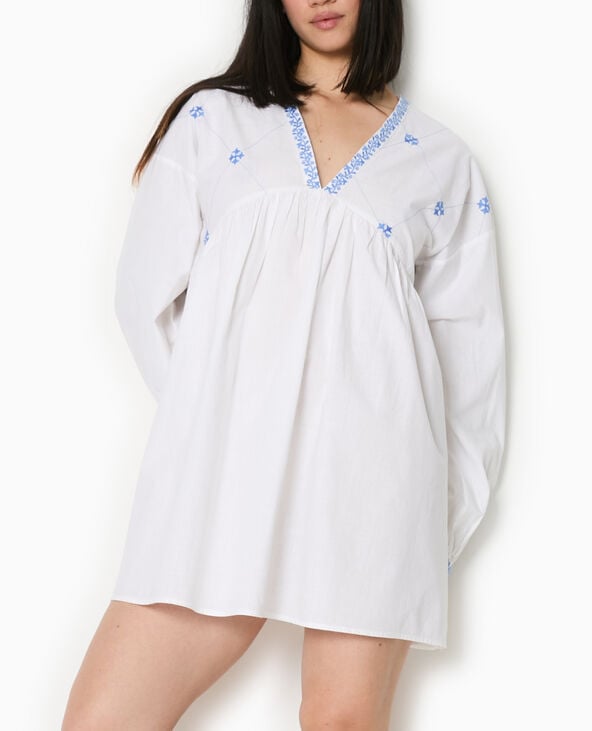 Pimkie Robe Brodée Manches Longues - Blanc