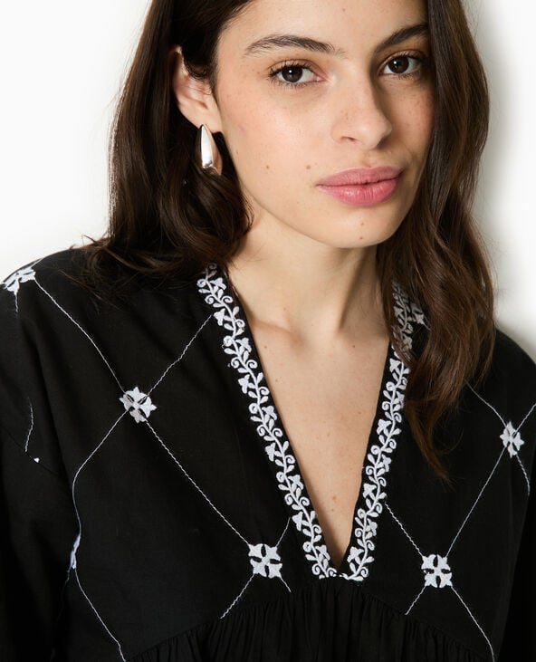 pimkie Robe brodée manches longues - Noir