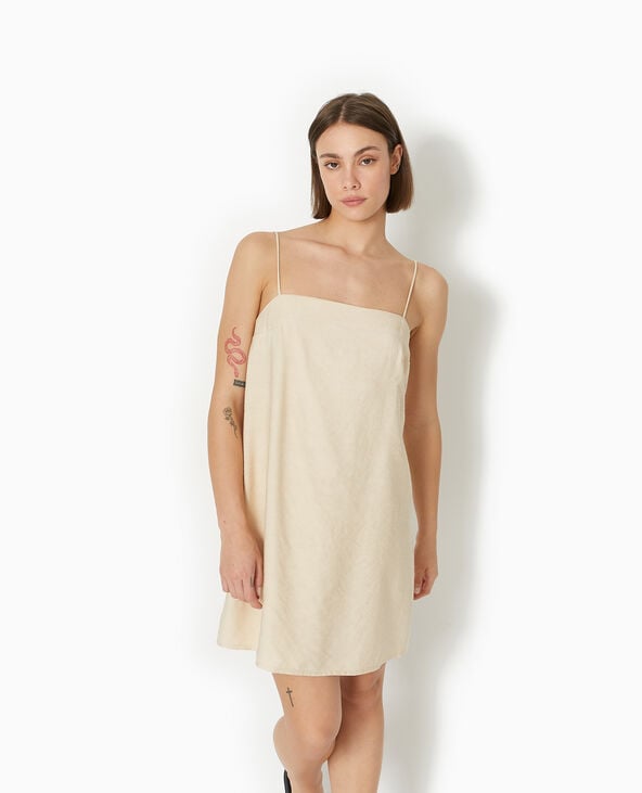 Pimkie Robe Courte Avec Bretelles à Nouer - Beige