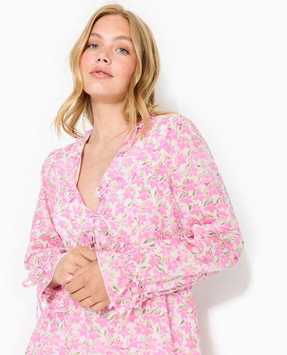 Pimkie Robe Courte Avec Volants Motif Fleurs - Rose