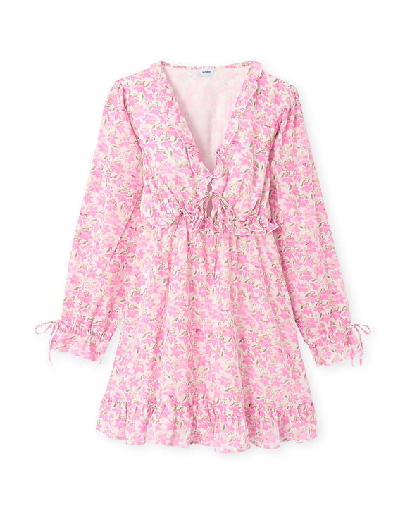 Pimkie Robe Courte Avec Volants Motif Fleurs - Rose