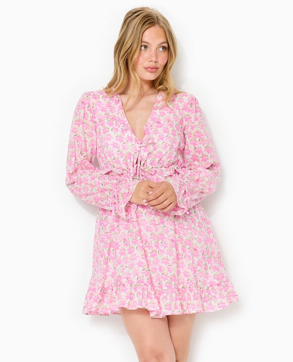 Pimkie Robe Courte Avec Volants Motif Fleurs - Rose
