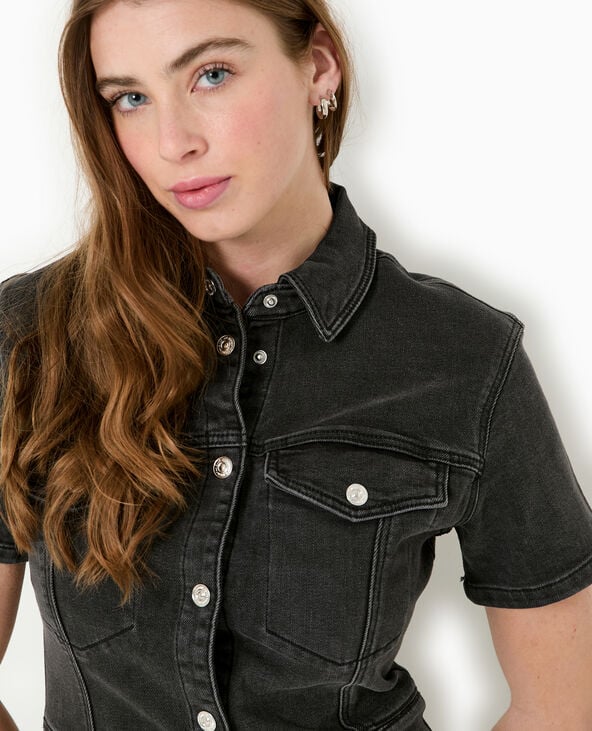 Pimkie Robe Courte Boutonnée En Jean Stretch - Noir