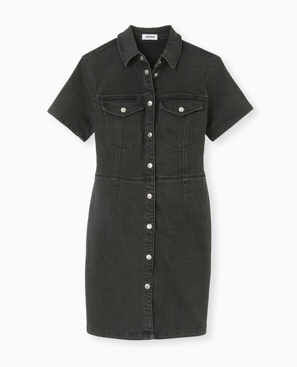 Pimkie Robe Courte Boutonnée En Jean Stretch - Noir