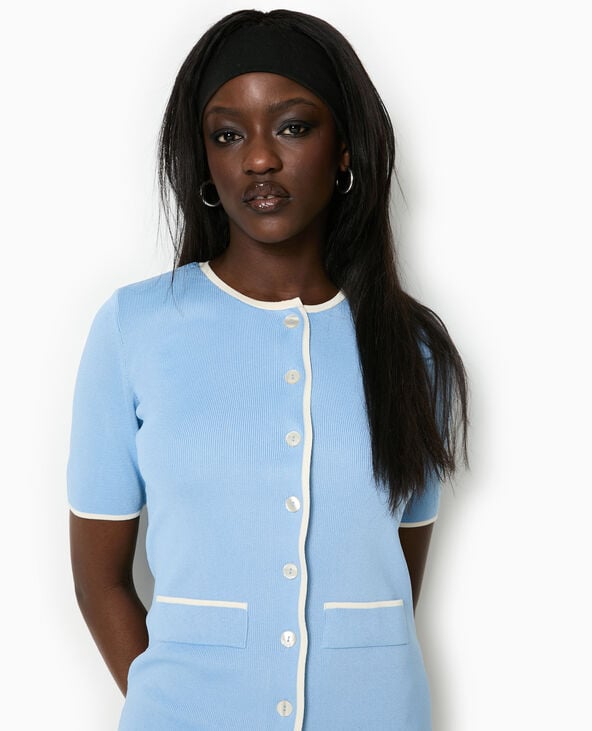 Pimkie Robe Courte Boutonnée En Maille - Bleu