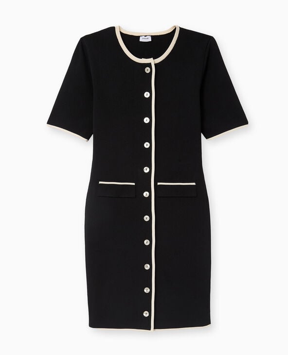 Pimkie Robe Courte Boutonnée En Maille - Noir