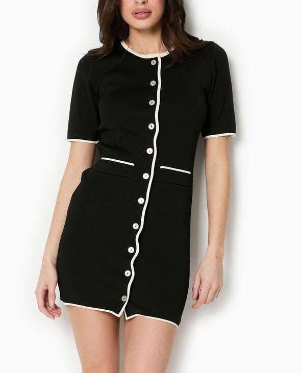 Pimkie Robe Courte Boutonnée En Maille - Noir