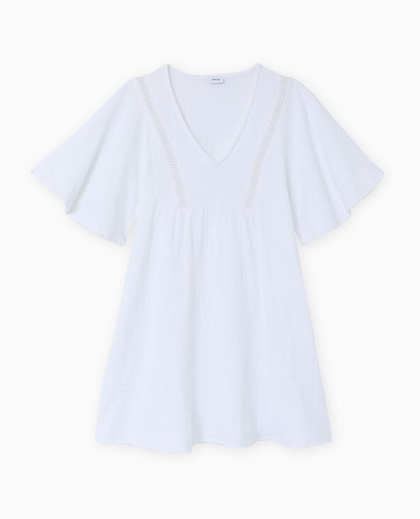 Pimkie Robe Courte Et Ample En Gaze De Coton - Blanc