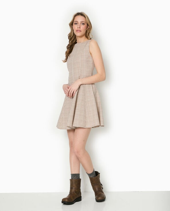 Pimkie Robe Courte Patineuse Motif Carreaux - Beige
