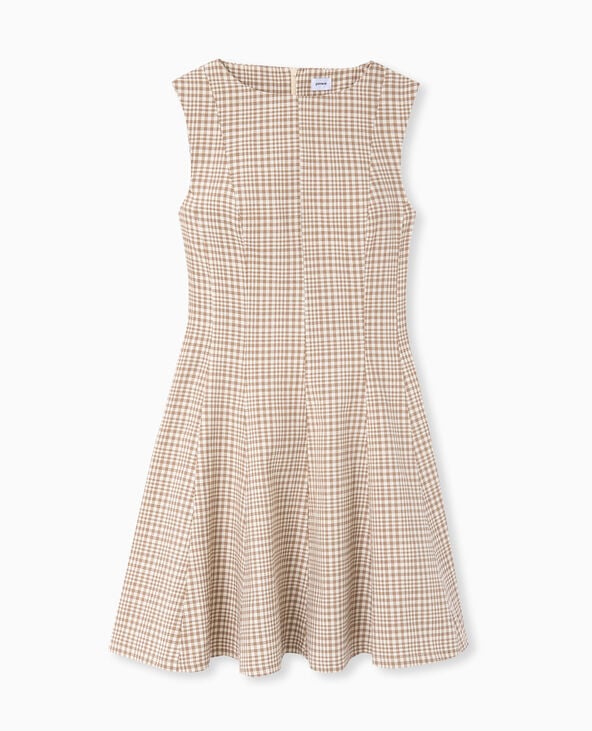 Pimkie Robe Courte Patineuse Motif Carreaux - Beige