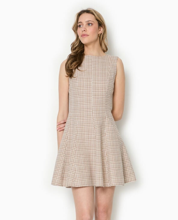 pimkie Robe courte patineuse motif carreaux - Beige