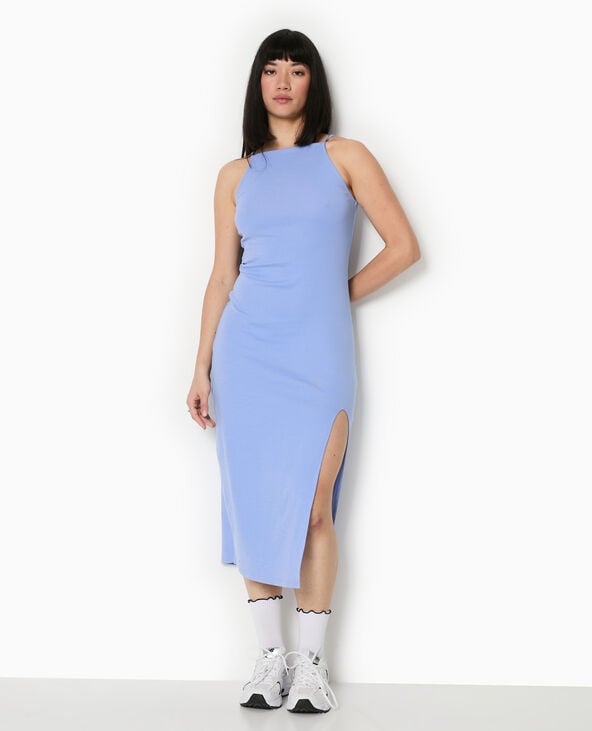 Pimkie Robe Longue à Bretelles Avec Fente - Bleu