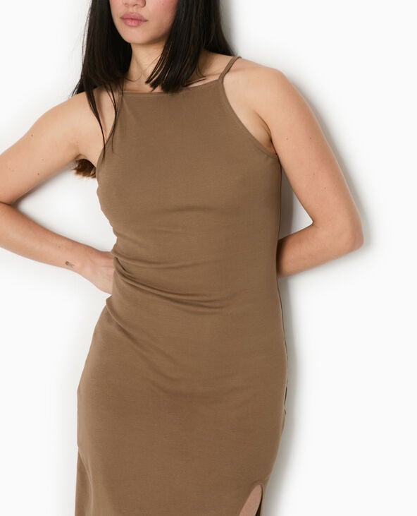 pimkie Robe longue à bretelles avec fente - Marron