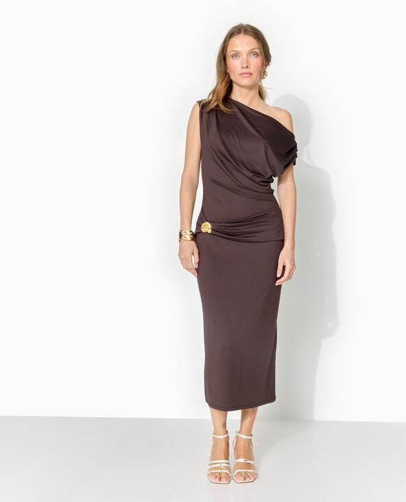 Pimkie Robe Longue Avec Ceinture Bijou - Marron