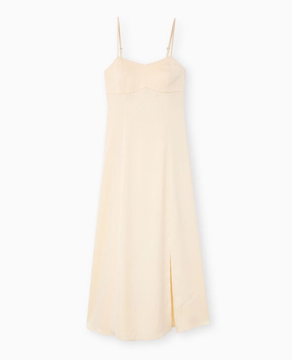 Pimkie Robe Longue Et évasée En Tissu Satiné - Beige