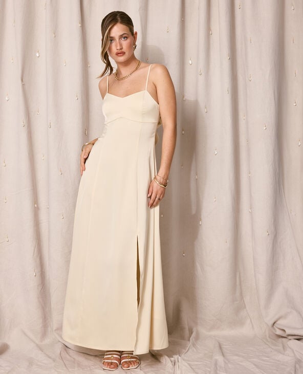 Pimkie Robe Longue Et évasée En Tissu Satiné - Beige
