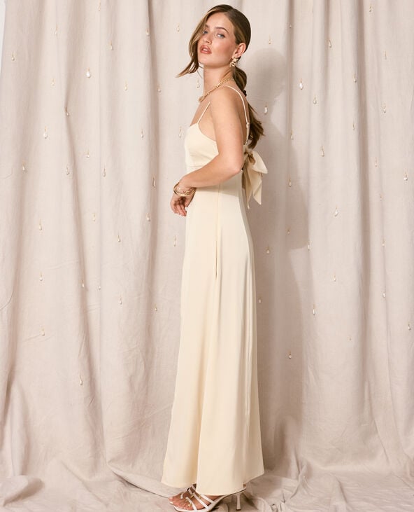 pimkie Robe longue et évasée en tissu satiné - Beige