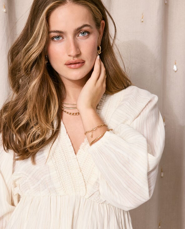 Pimkie Robe Manches Chauve-souris Encolure V - Blanc