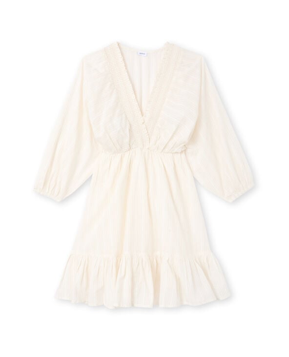 Pimkie Robe Manches Chauve-souris Encolure V - Blanc