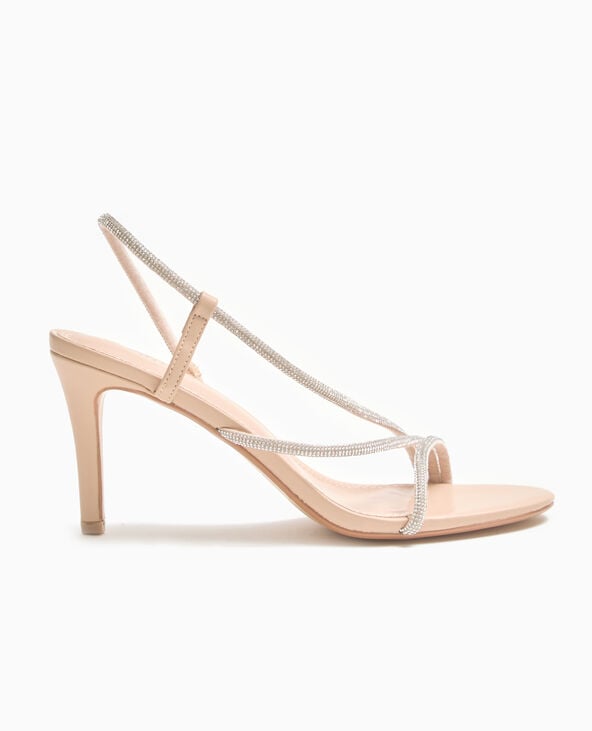 Pimkie Sandales à Talon Avec Brides Strass - Écru