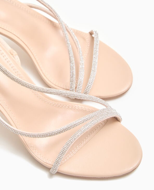 Pimkie Sandales à Talon Avec Brides Strass - Écru