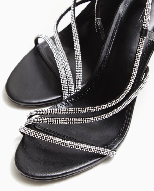 Pimkie Sandales à Talon Avec Brides Strass - Noir