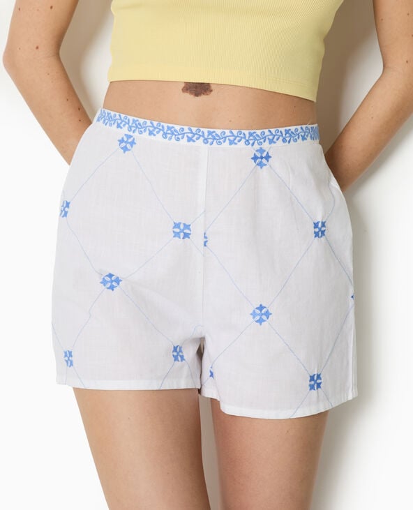 Pimkie Short Avec Broderies Devant - Blanc
