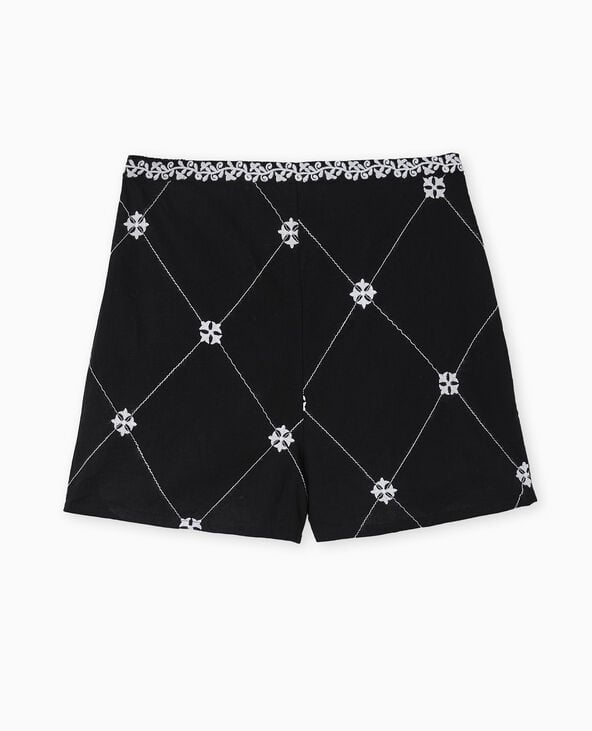 Pimkie Short Avec Broderies Devant - Noir