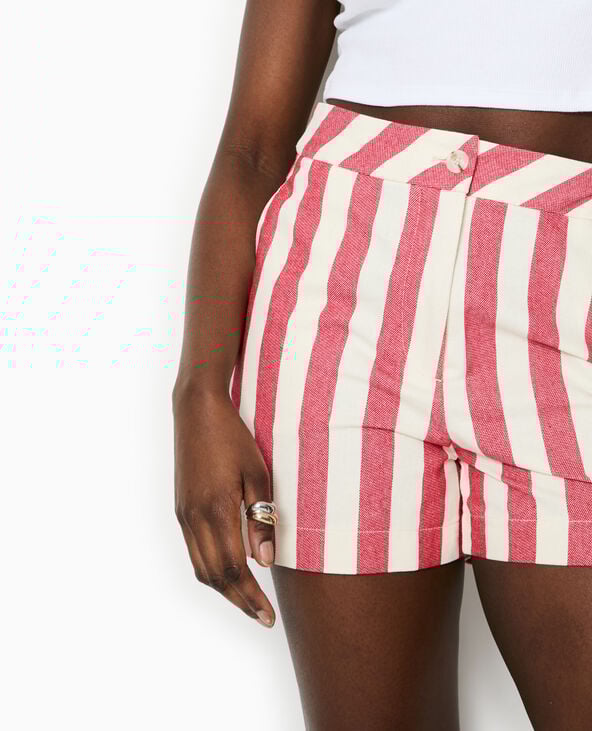 Pimkie Short City Avec Larges Rayures - Rouge