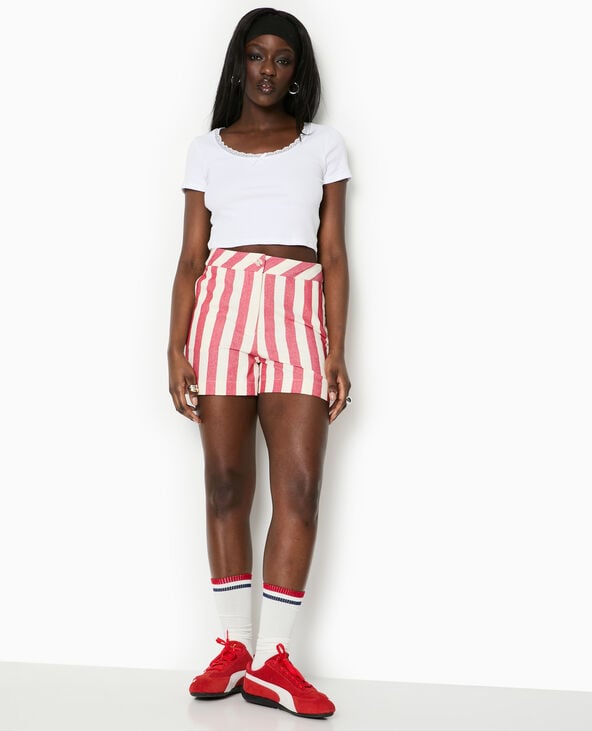 pimkie Short city avec larges rayures - Rouge