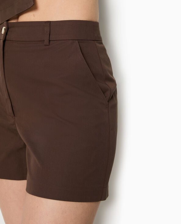 Pimkie Short City En Toile Taille Haute - Marron