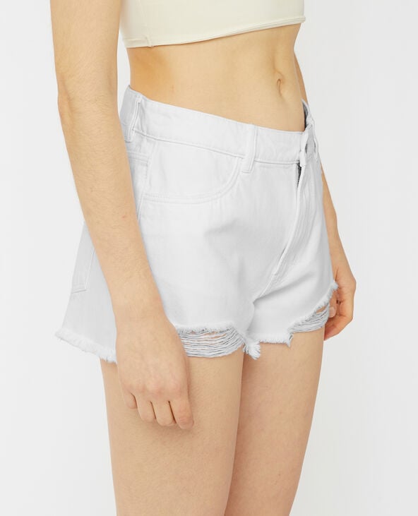 pimkie Short en jean coupé effet destroy - Blanc