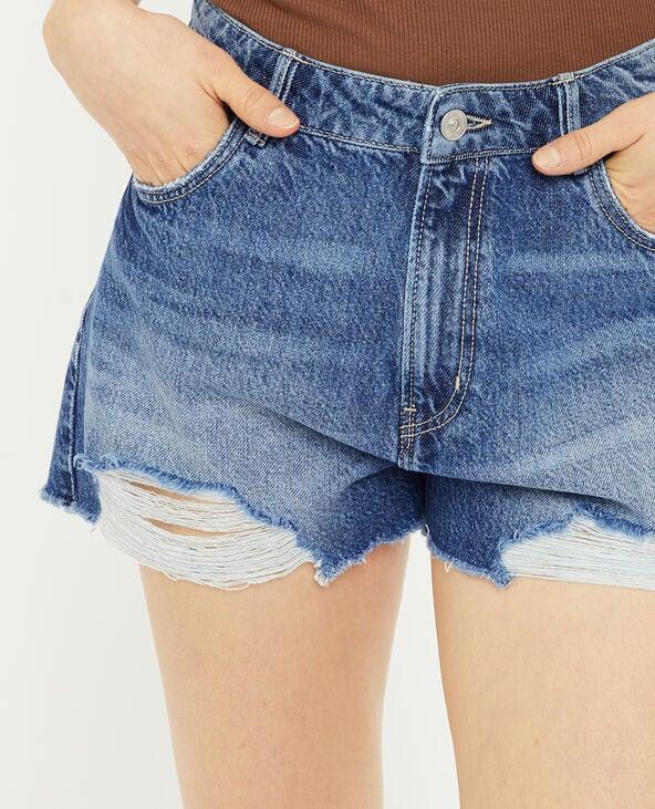 pimkie Short en jean coupé effet destroy - Bleu