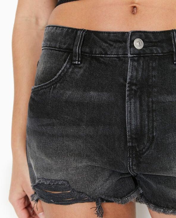 Pimkie Short En Jean Coupé Effet Destroy - Noir