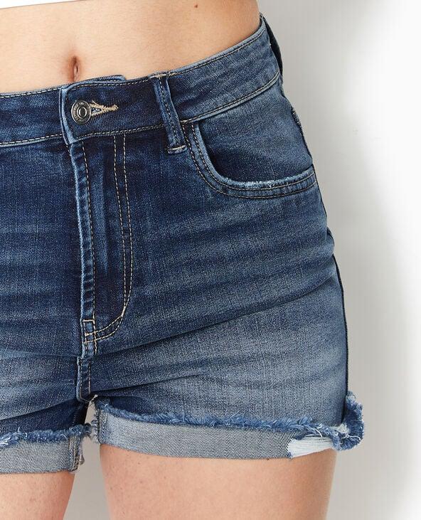 Pimkie Short En Jean Stretch Avec Bas Coupés - Bleu