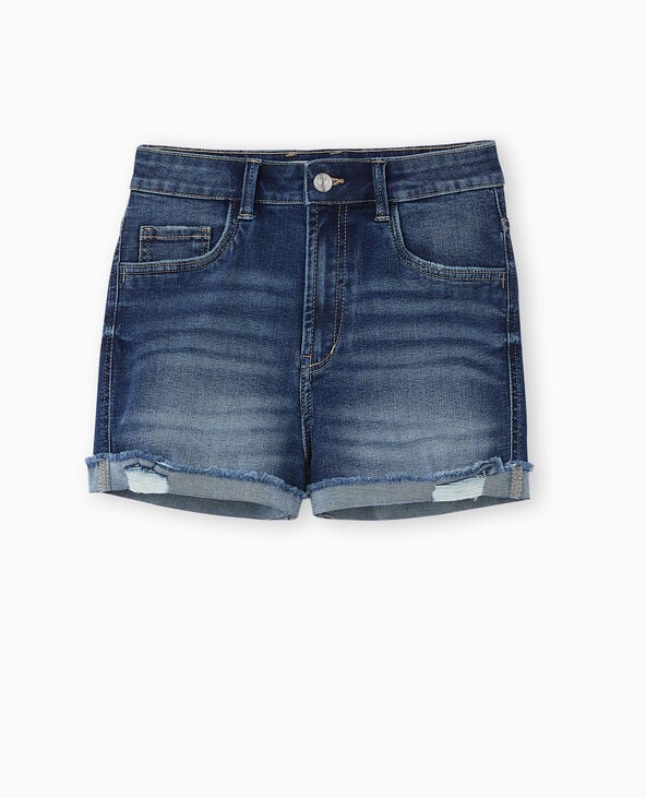 Pimkie Short En Jean Stretch Avec Bas Coupés - Bleu