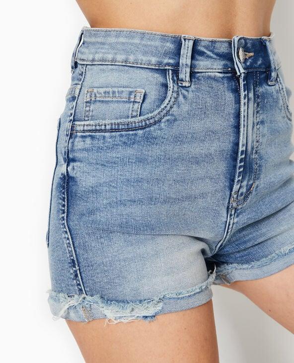 Pimkie Short En Jean Stretch Avec Bas Coupés - Bleu