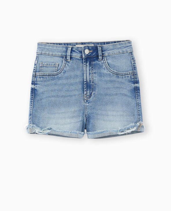Pimkie Short En Jean Stretch Avec Bas Coupés - Bleu