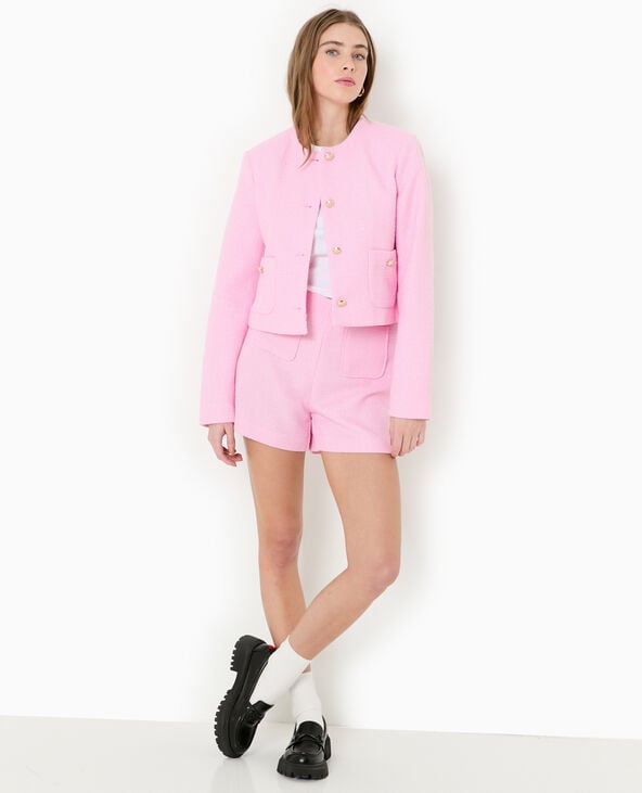 pimkie Short en tweed taille haute - Rose
