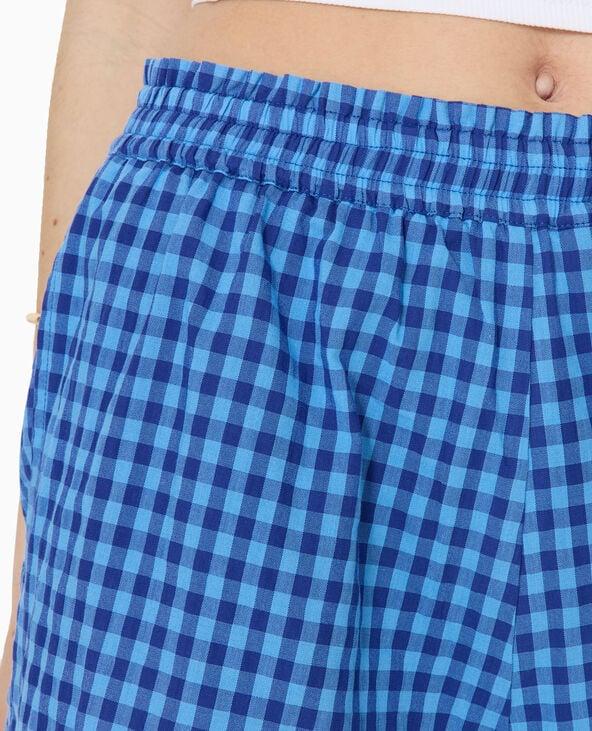Pimkie Short Taille élastiquée Motif Vichy - Bleu