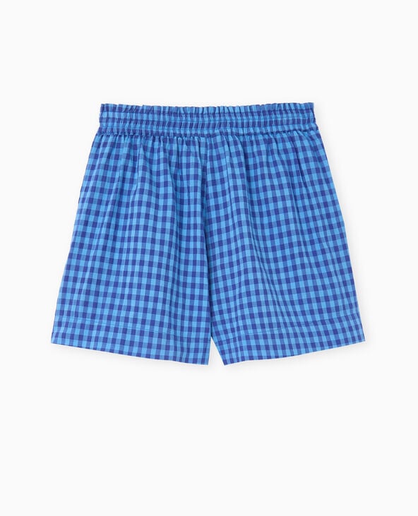 Pimkie Short Taille élastiquée Motif Vichy - Bleu