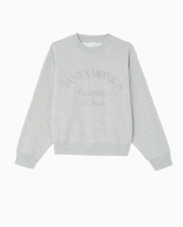Pimkie Sweat Col Rond Avec Broderie - Gris Chiné